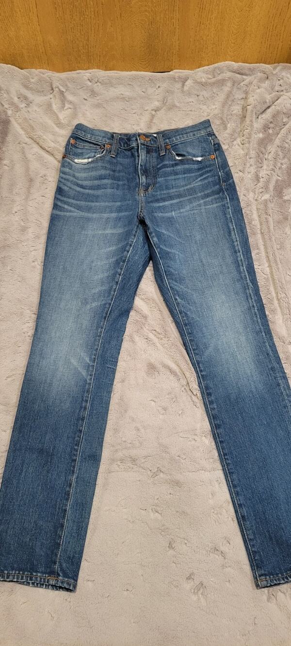 Madewell The High Rise Slim Boy Jean Womens 25 Medium Wash Straight Leg Denim